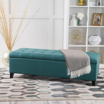Ripple Furniture Home Modern Fabric Storage Ottoman, Teal