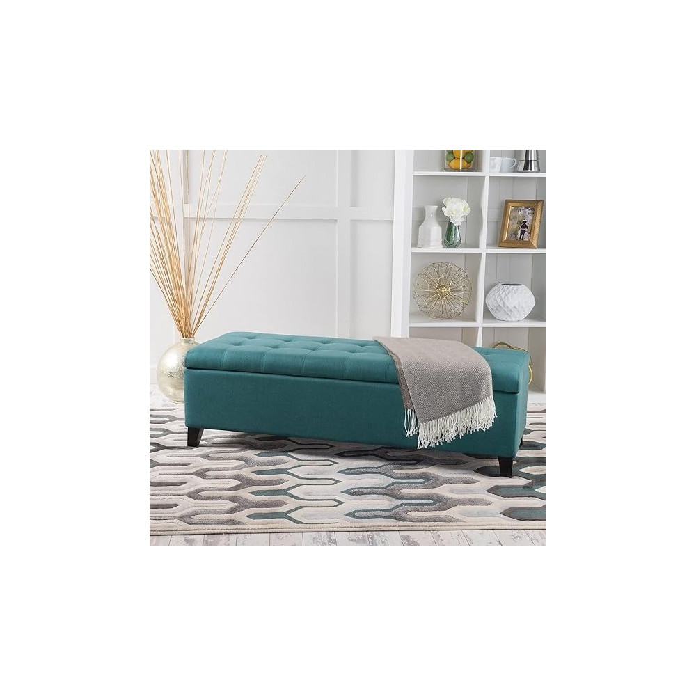Ripple Furniture Home Modern Fabric Storage Ottoman, Teal
