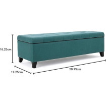 Ripple Furniture Home Modern Fabric Storage Ottoman, Teal