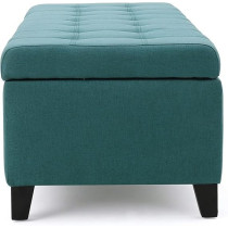Ripple Furniture Home Modern Fabric Storage Ottoman, Teal