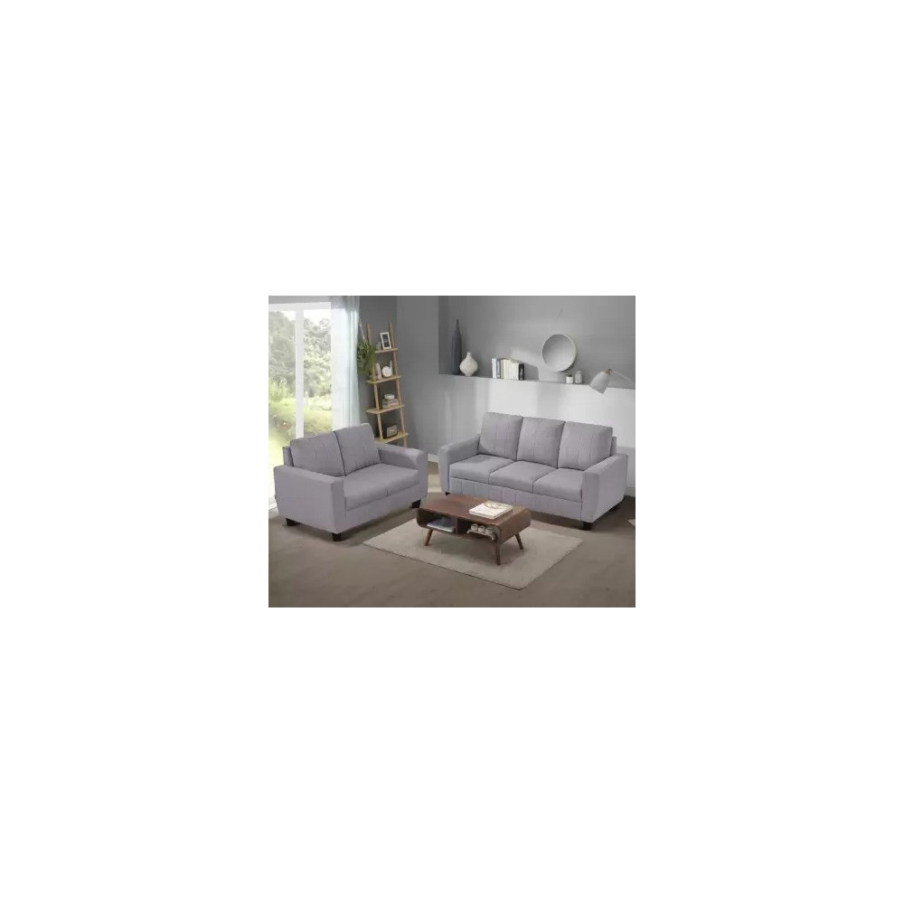 Raj Furniture Modern Fabric Sofa 3 Plus 2 Seater, Stone Grey