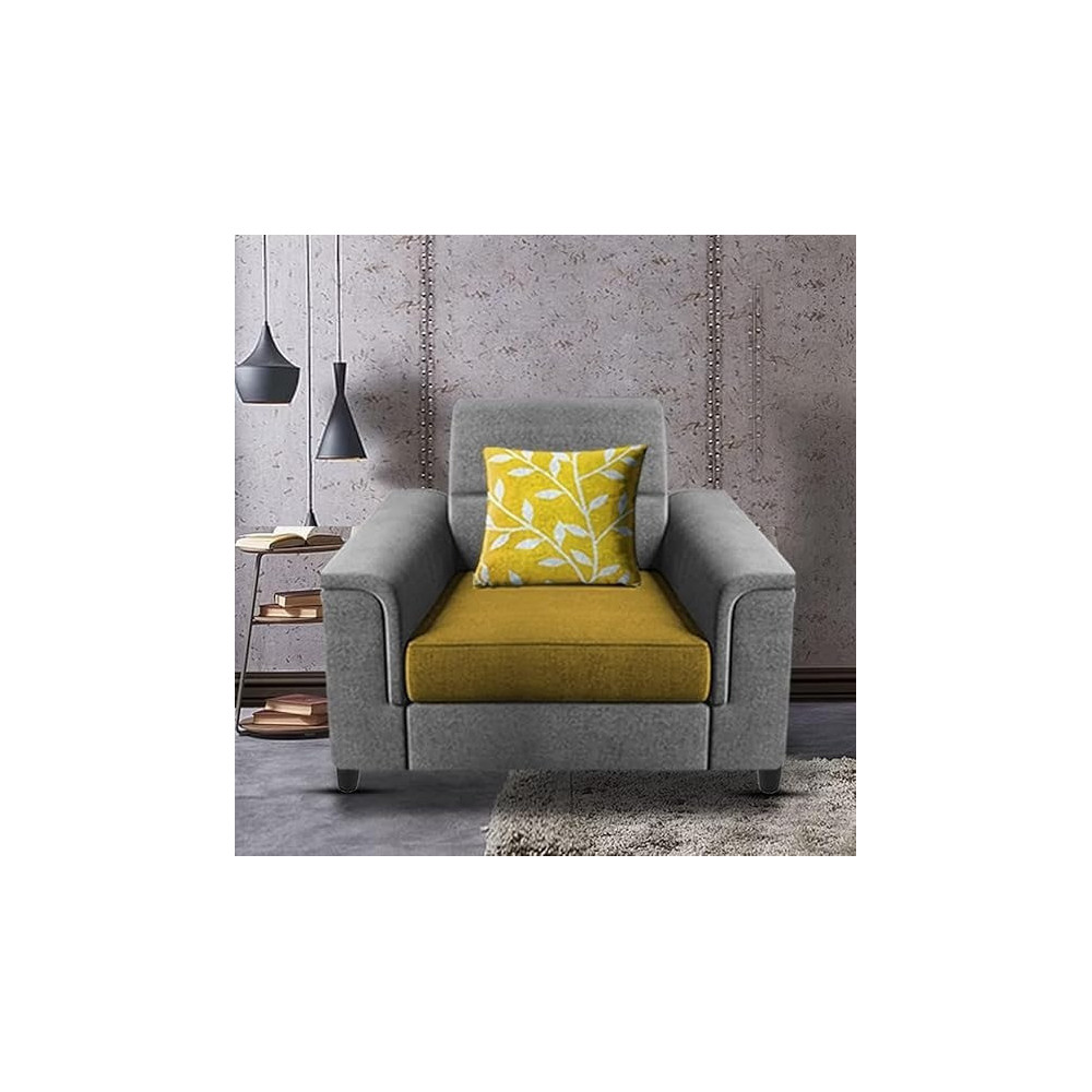 Raj Furniture Single Seater Sofa For Living Room, Yellow Grey