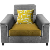Raj Furniture Single Seater Sofa For Living Room, Yellow Grey