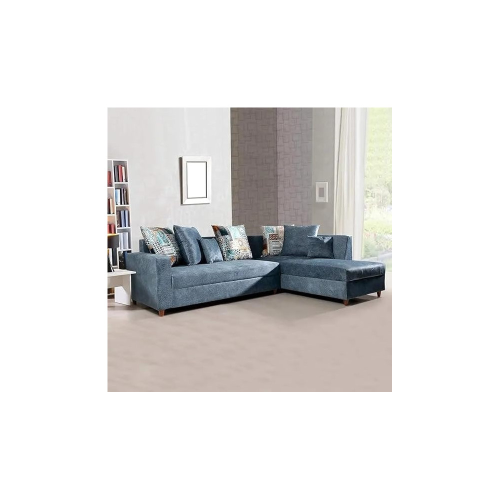 Raj Furniture 6 Seater RHS Sofa For Living Room In Blue Premium Matte Finish