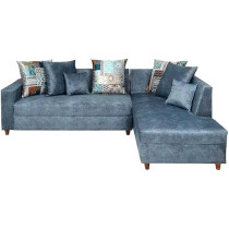 Raj Furniture 6 Seater RHS Sofa For Living Room In Blue Premium Matte Finish