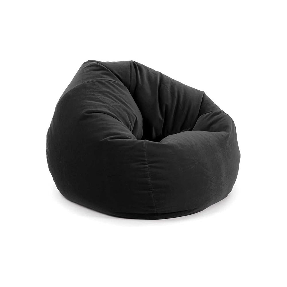 Ripple Furniture Bean Bag Soft And Comfortable Lounger Chair Living Room Furniture And Outdoor Furniture, Velvet, Black