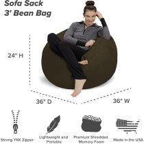 Sofa Sack Foam Filled Bean Bag Chair, Olive