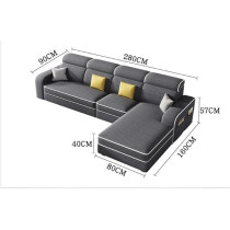 Raj Furniture L-Shape Nordic Design Fabric Sofa Set, Dark Grey