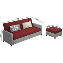 Raj Furniture Luxury 3 Seater Sofa For Living Room In Premium Velvet Fabric, Maroon Grey