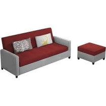 Raj Furniture Luxury 3 Seater Sofa For Living Room In Premium Velvet Fabric, Maroon Grey