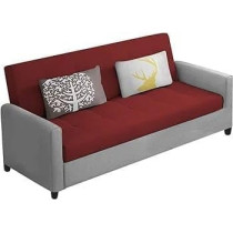 Raj Furniture Luxury 3 Seater Sofa For Living Room In Premium Velvet Fabric, Maroon Grey