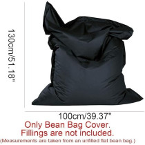 Raj Furniture Square Bean Bag Chair Cover, Black
