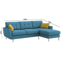 Raj Furniture Elegance 4 Seater L-Shaped Living Room Sofa In Plush Velvet Fabric, RHS, Turquise Fabric