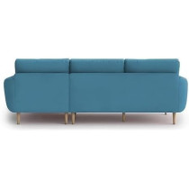 Raj Furniture Elegance 4 Seater L-Shaped Living Room Sofa In Plush Velvet Fabric, RHS, Turquise Fabric