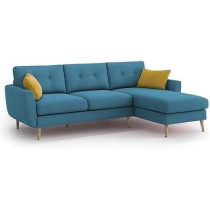 Raj Furniture Elegance 4 Seater L-Shaped Living Room Sofa In Plush Velvet Fabric, RHS, Turquise Fabric