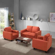 Raj Furniture 2 Plus 1 Plus 1 Modern Fabric Sofa, Ember Orange