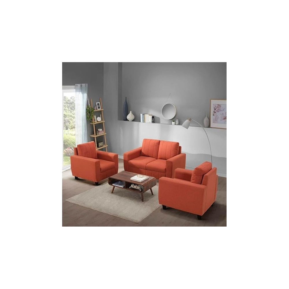 Raj Furniture 2 Plus 1 Plus 1 Modern Fabric Sofa, Ember Orange