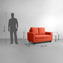 Raj Furniture 2 Plus 1 Plus 1 Modern Fabric Sofa, Ember Orange