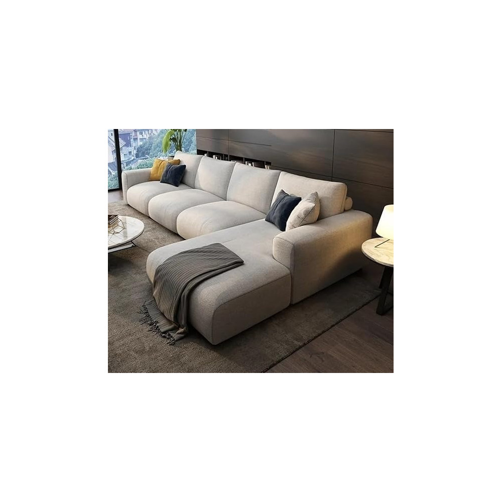 Ripple Furniture Luxury Modern Sofa Couch With Chaise Lounge, Living Room, Bedroom, Dining Room, Office, Guestroom, Light Beige, Left