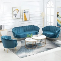 Ripple Furniture Modern Colour Velvet Beauty Salon Clothing Store Living Room Sofa Set, Turqouise