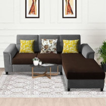 Raj Furniture Elegant 4 Seater L Shape Sofa Set For Living Room, Brown Grey