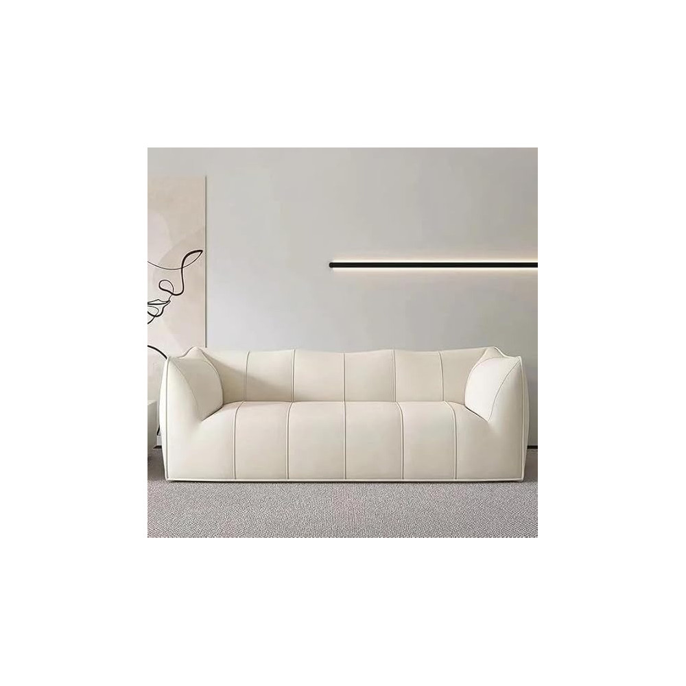 Raj Furniture Modern Cloud 3 Seater Leather Sofa, White