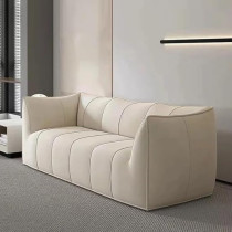 Raj Furniture Modern Cloud 3 Seater Leather Sofa, White
