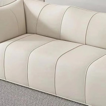 Raj Furniture Modern Cloud 3 Seater Leather Sofa, White