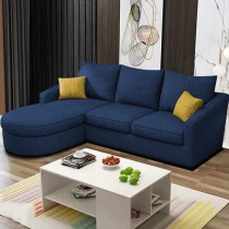 Ripple Furniture Elegance Edge 4-Seater Sofa Set For Living Room, LHS, Blue