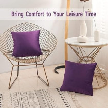 Volcanics Pack Of 4 Velvet Decorative Throw Pillow Covers Soft Solid Square Couch Pillow Cover Case Cushion Pillowcase, 18 x 18 Inch, Eggplant Purple