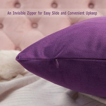 Volcanics Pack Of 4 Velvet Decorative Throw Pillow Covers Soft Solid Square Couch Pillow Cover Case Cushion Pillowcase, 18 x 18 Inch, Eggplant Purple