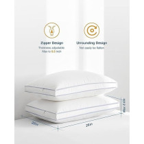 Raj Furniture Bed Pillows For Sleeping, Standard Size Cooling Pillows Set Of 2, Hotel Collection Sleeping Pillow, Soft And Supportive Gusseted Pillows For Side, Back And Stomach Sleepers