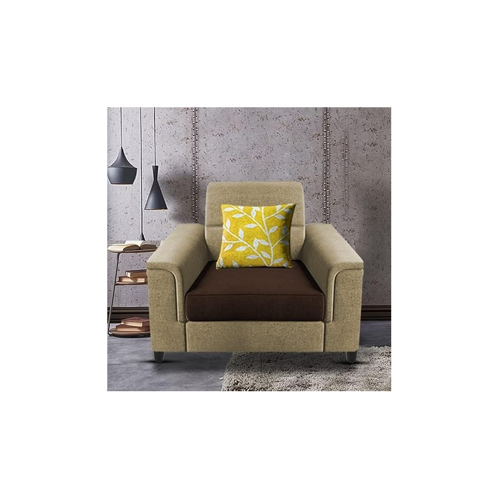 Raj Furniture Single Seater Sofa For Living Room, Cream Brown