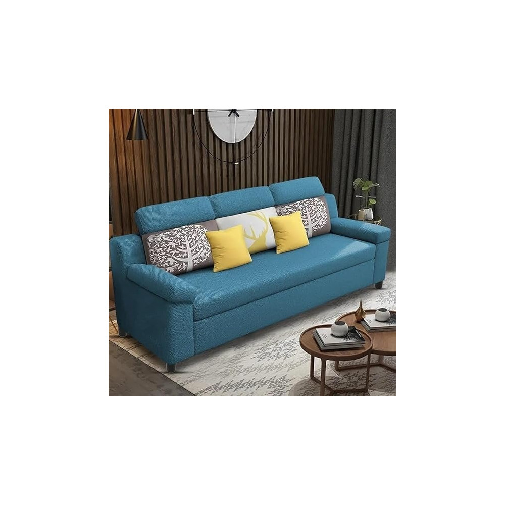 Raj Furniture Luxury 3 Seater Sofa For Living Room In Premium Fabric, Turquoise