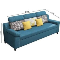 Raj Furniture Luxury 3 Seater Sofa For Living Room In Premium Fabric, Turquoise