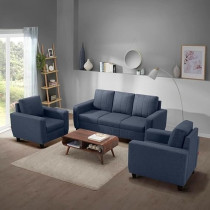 Raj Furniture Modern Fabric Sofa, 3 Plus 1 Plus 1 Seater, Ocean Blue