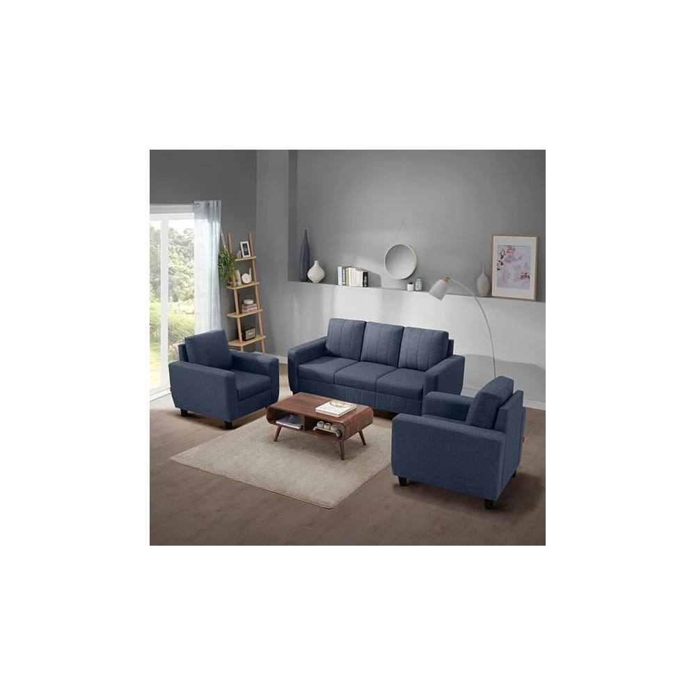Raj Furniture Modern Fabric Sofa, 3 Plus 1 Plus 1 Seater, Ocean Blue