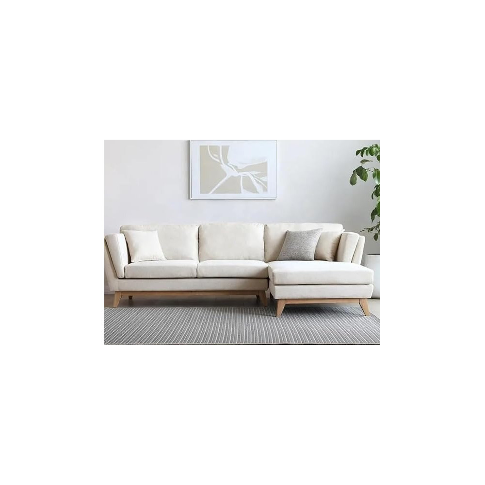 Ripple Furniture Beige Modern Living Room Sofa Set With Chaise Lounge Chair And Ottoman