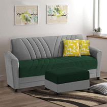 Ripple Furniture Elegance Essence 3 Seater Sofa Set With Ottoman, Green Grey