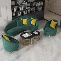 Raj Furniture Business Luxury Velvet Sofas Hotel Arc Shape Upholstered Modern Couch, Green