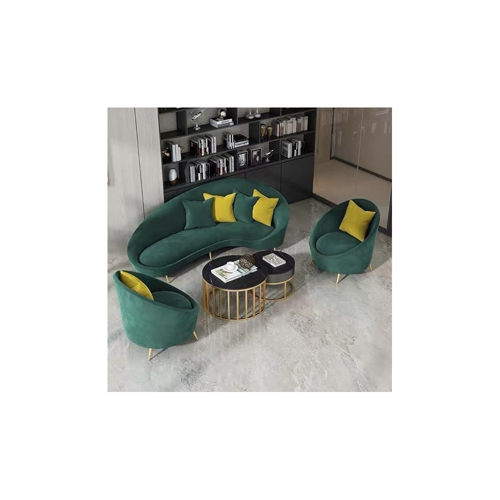 Raj Furniture Business Luxury Velvet Sofas Hotel Arc Shape Upholstered Modern Couch, Green