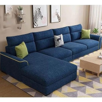 Raj Furniture Elegant 4 Seater L Shape Sofa For Living Room, Dark Blue