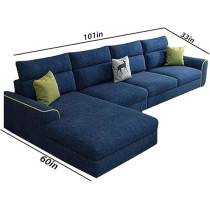 Raj Furniture Elegant 4 Seater L Shape Sofa For Living Room, Dark Blue