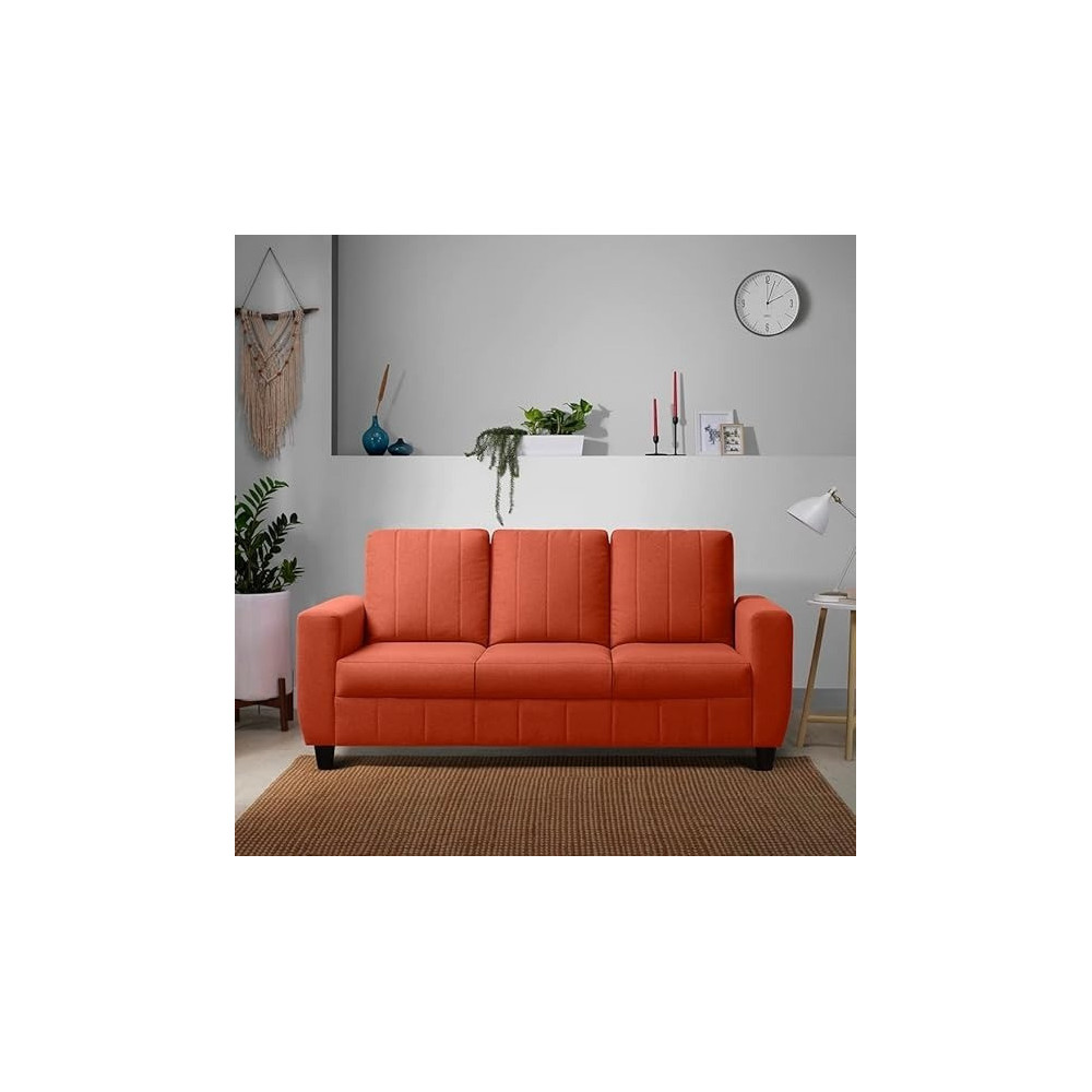 Raj Furniture Modern Fabric Sofa, 3 Seater, Ember Orange