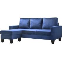 Glory Furniture Jessica Velvet Sofa Chaise In Navy Blue