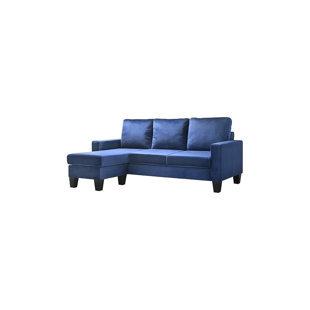 Glory Furniture Jessica Velvet Sofa Chaise In Navy Blue