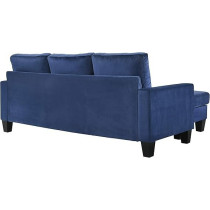 Glory Furniture Jessica Velvet Sofa Chaise In Navy Blue