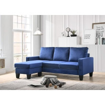 Glory Furniture Jessica Velvet Sofa Chaise In Navy Blue