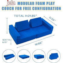 Jela Kids Couch 8Pcs, Floor Sofa Modular Funiture For Kids Adults, Playhouse Play Set For Toddlers Babies, Modular Foam Play Couch Indoor Outdoor, 33 x 66 x 21.85 Inch, Royal Blue
