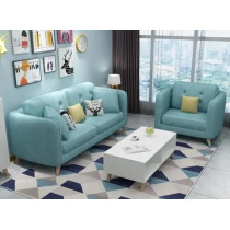 Ripple Furniture Modern Living Room Furniture Set, Sofa, Loveseat And Ottoman, Blue